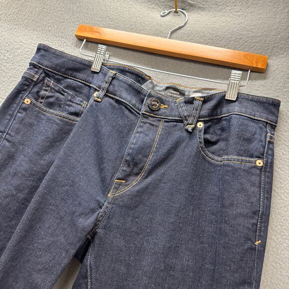 Volcom Vorta Jeans Mens 34 (35x30 ACTUAL) Slim Straight Blue Denim Dark Wash - Picture 8 of 10